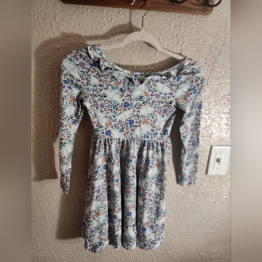 Tea Collection Blue and White Puff Sleeve Fit and Flare Dress